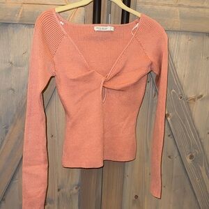 Women's Long Sleeve Knit Top in Peach